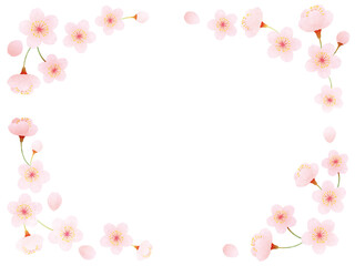 水彩風 桜の丸いフレーム