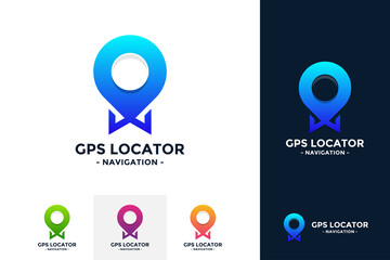 Colorful gps locator logo design template. Pin location icon vector. Creative gps map point symbol concept.