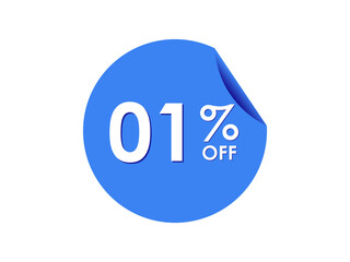 1% OFF Sticker, 1 percent discount Special Offer Price Label
