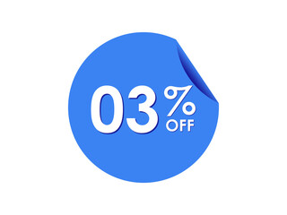 3% OFF Sticker, 3 percent discount Special Offer Price Label