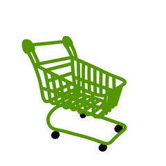 Green grocery and shopping cart