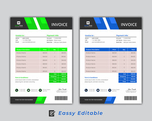 Invoice Layout with blue & yellow Accents, Professional and modern invoice template