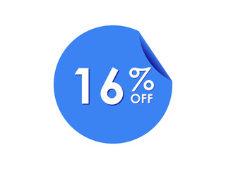 16% OFF Sticker, 16 percent discount Special Offer Price Label
