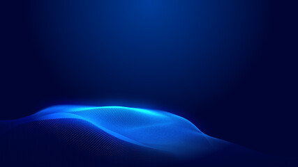 Dot blue wave light screen gradient texture background. Abstract  technology big data digital background. 3d rendering.