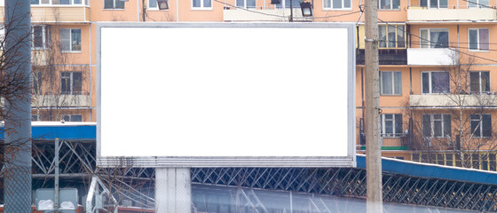 Billboard mockup outdoors. Outdoor advertising poster for advertisement. With clipping path on...