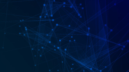 Fototapeta premium Abstract blue polygon tech network with connect technology background. Abstract dots and lines texture background. 3d rendering.
