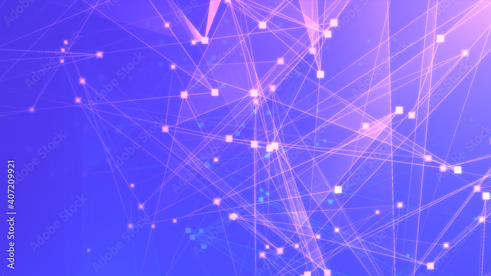 Poster abstract purple violet polygon tech network with connect technology background. abstract dots and li