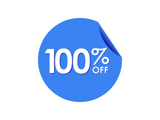 100% OFF Sticker, 100 percent discount Special Offer Price Label