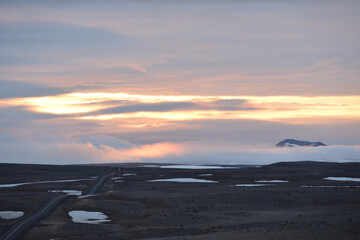 Fototapeta na wymiar Road through dramatic landscape of Iceland