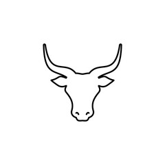 Bull head. Ox. Cow line sign. Farm Animal. Beef or milk symbol.