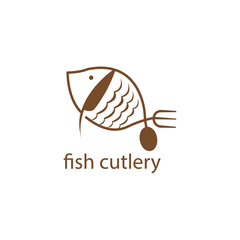 fish restaurant logo illustration cutlery design vector template