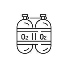 Oxygen cylinders color line icon. Editable stroke.