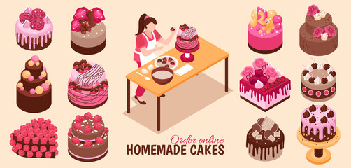 Homemade Cakes Isometric Set