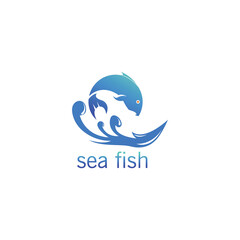 sea ​​fish logo simple color illustration design vector