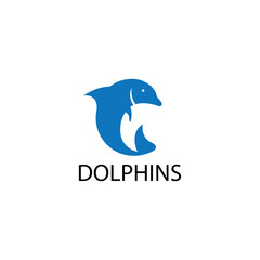dolphin logo simple color circle design vector illustration