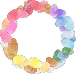 watercolor easter wreath clipart, digital clip art, bunny rabbit eggs bird house nest minimalist wreath