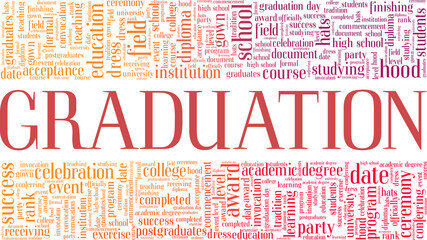 Graduation vector illustration word cloud isolated on a white background.