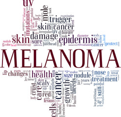 Melanoma vector illustration word cloud isolated on a white background.