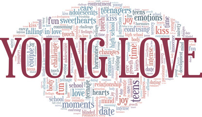 Young love vector illustration word cloud isolated on a white background.