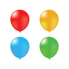 Set Of Vector Realistic Colorful Balloon Isolated On White Background