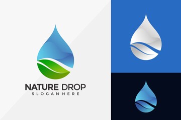 Nature Drop, Wave Leaf Logo Design, Modern Logo Designs Vector Illustration Template