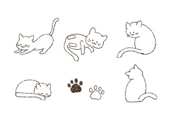 クレヨン画の猫イラストセット