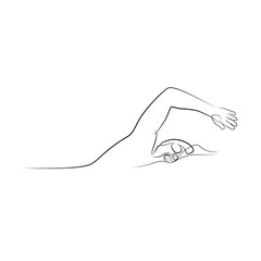 Swimmer crawl in one line. Black line vector illustration on white background