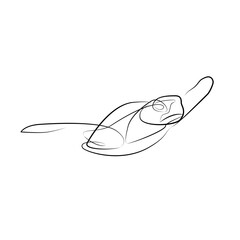 Sea turtle in one line. Black line vector illustration on white background