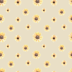 seamless pattern with sunflowers on background