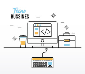 desktop computer line and fill style icon