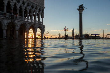 High Water (Acqua alta) on Piazza di San Marco, Venice, Italy