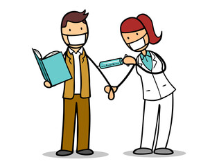 Lehrer bekommt Impfung gegen Coronavirus von Doktor