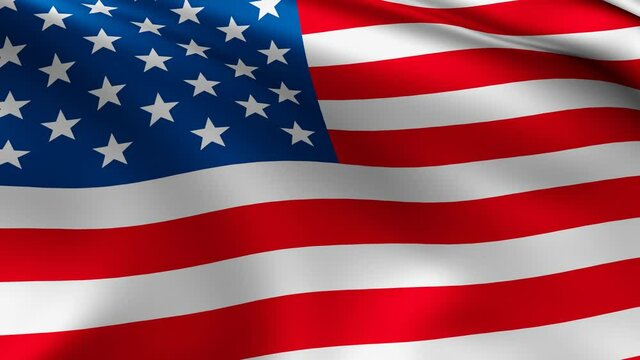 United States flag animation, USA 3D waving flag close up. United  States of America national flag 4K animation background.
