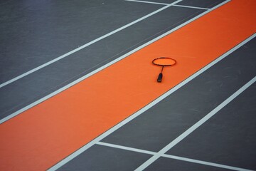 Badminton racket on the playground	