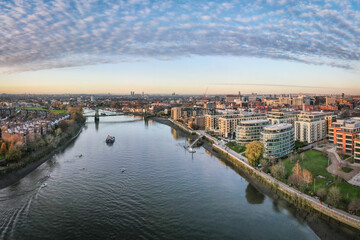 Fototapeta na wymiar Aerial view of Hammersmith in west London