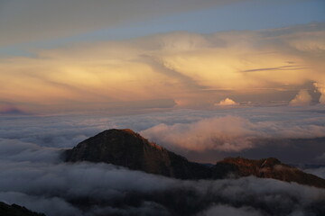 Fototapeta na wymiar The beautiful view of Rinjani Mountain, Nusa Tenggara Barat, Lombok, Indonesia