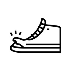 Fototapeta na wymiar torn shoe line icon vector. torn shoe sign. isolated contour symbol black illustration