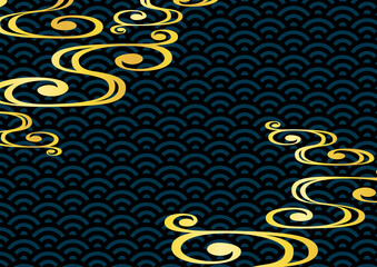 和柄 流水紋 水色 Canvas Print Background Background Canvas Prints メガネ