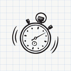 Stopwatch doodle icon. Hand drawn sketch in vector