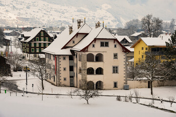 Winkelriedhaus im Winter, in Stans, Kanton Nidwalden, Schweiz