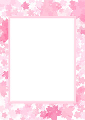 華やかな桜の四角フレーム04（白背景・縦）