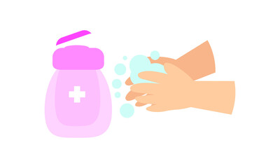 Washing hand for coronavirus prevention,COVID-19 prevention,Vector illustration.