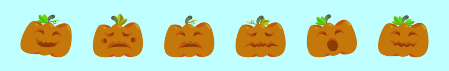 set of pumpkin cartoon icon design template with various models. vector illustration isolated on blue background
