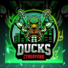 Duck robot mascot. esport logo design