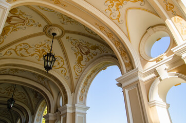 Architectural background classic building with decor elements