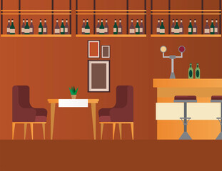 elegant table and chairs with bar restaurant forniture scene