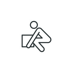 Lifting weights, box, man icon. Simple line style for web template and app. Lift, back, pain, boy, carry, vector illustration design on white background. EPS 10