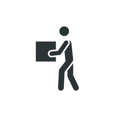 Lifting weights, box, man icon. Solid style for web template and app. Lift, back, pain, boy, carry, vector illustration design on white background. Simple glyph EPS 10