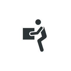 Lifting weights, box, man icon. Solid style for web template and app. Lift, back, pain, boy, carry, vector illustration design on white background. Simple glyph EPS 10