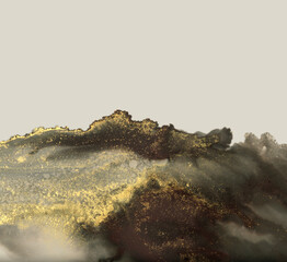 Abstract black and gold glitter color background. Marble texture. Alcohol ink.